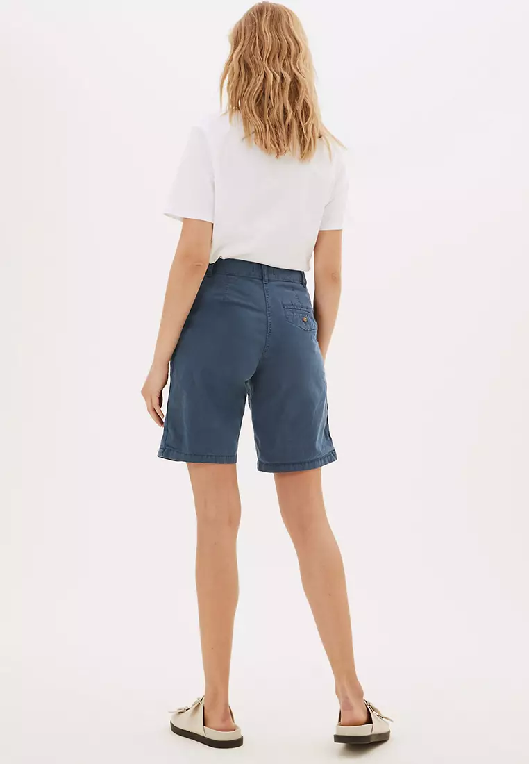 Cotton Rich High Waisted Chino Shorts
