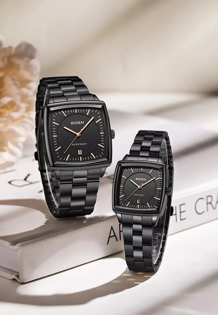 Jam Tangan Couple Original Full Luminous Kuarsa Tali Stainless Steel Fashion Classic Jam Tangan Pria dan Wanita black