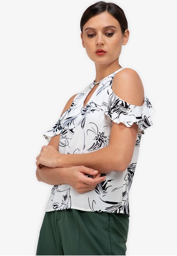 ZALORA WORK multi Bar Detail Cold Shoulder Top F7788AA2AD1C8CGS_1