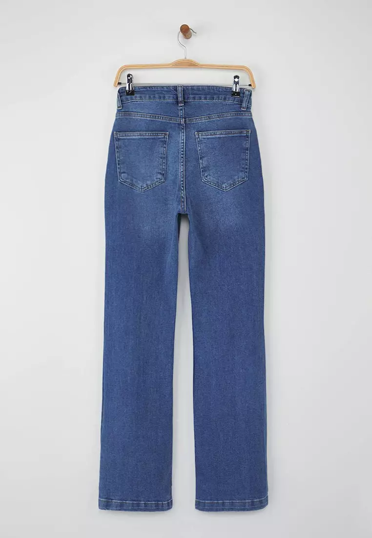 Blue High Waist Flared Jeans Twoaw26Je00047