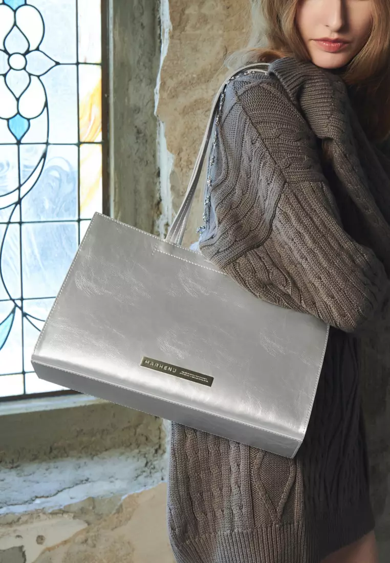 MAYA Vegan Leather Shoulder Bag SIlver