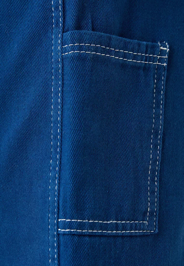 High Waist Wide Cargo Denim Pants
