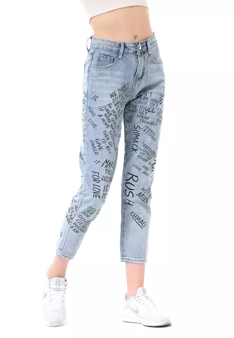 Stella Celana Panjang Boyfrend Jeans Wanita Motif Stylish Material Denim ORIGINAL - Light Blue