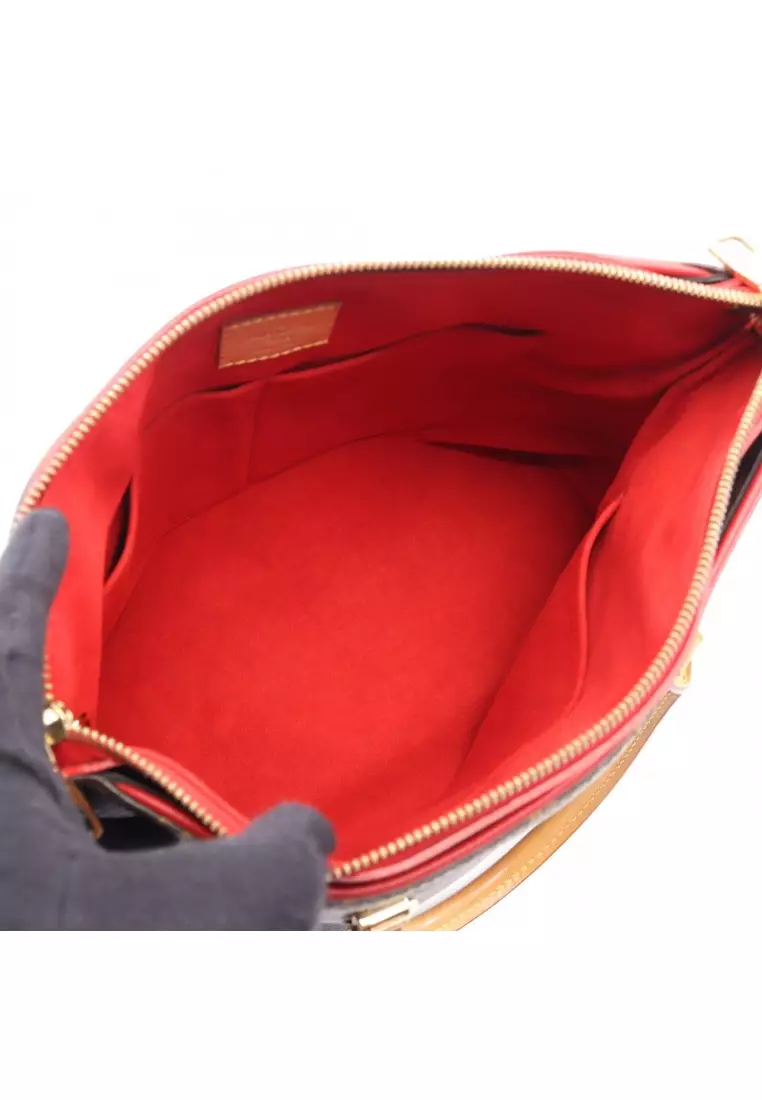 Pre-Loved Louis Vuitton Pallas monogram Cerise 2WAY Handbag PVC leather Brown Red