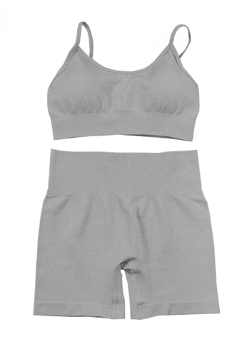 Twenty Eight Shoes grey VANSA Vest Shorts Yoga Fitness Set  VPW-YZJ628 2C8C2AA618CD9EGS_1