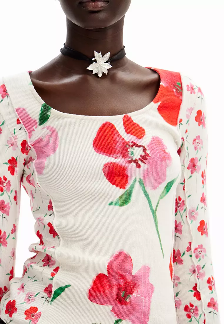 Desigual Woman Patchwork floral T-shirt.