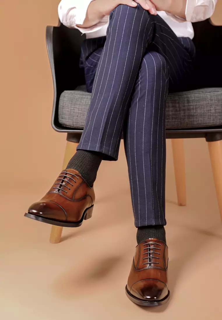 手工擦色真皮三接頭商務鞋 MK8988-1