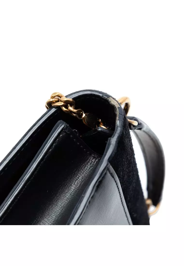 Pre-Loved Saint Laurent Medium Suede And Calfskin Monogram Sunset Top Handle Bag