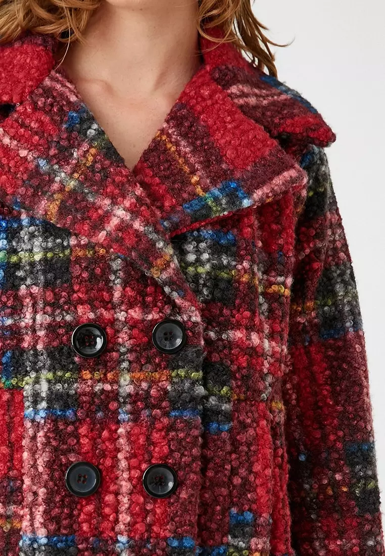Double Breasted Fastener Boucle Coat