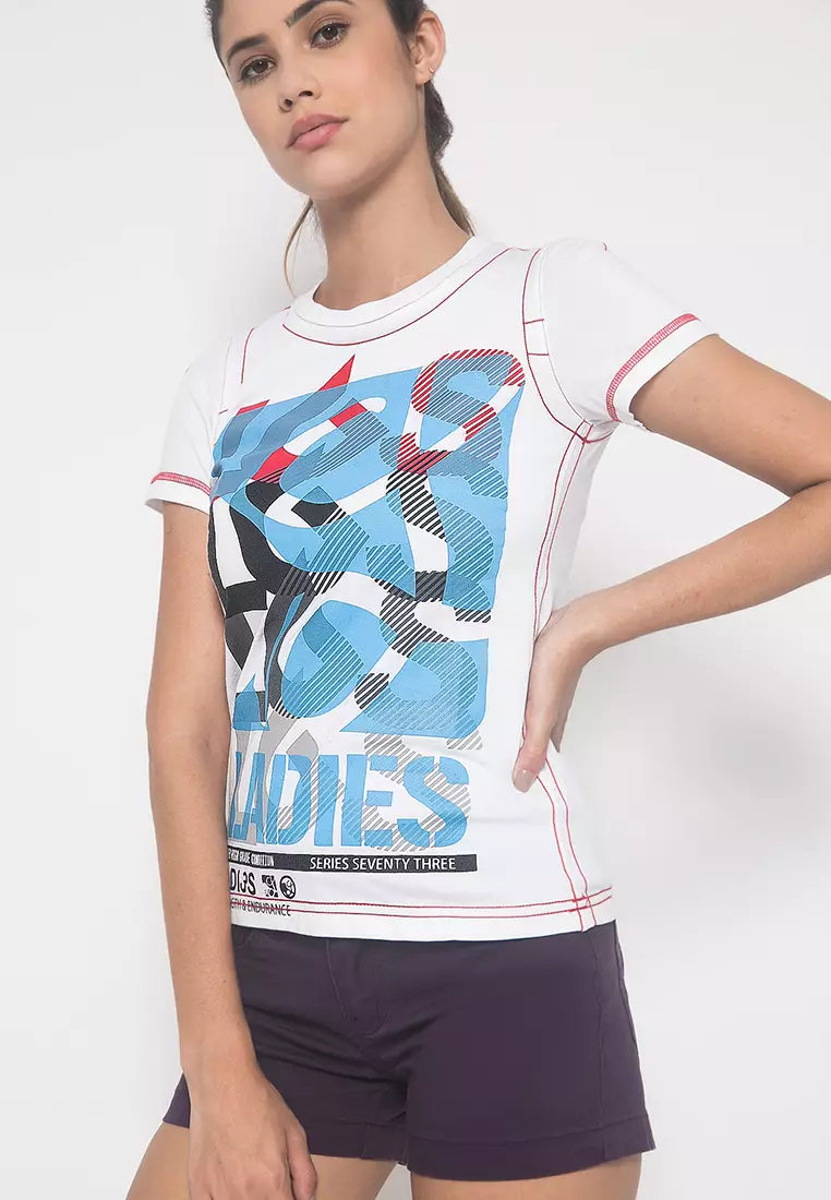 LGS - Kaos Wanita Motif Sablon Warna Putih LTS.555.K899M.019.C