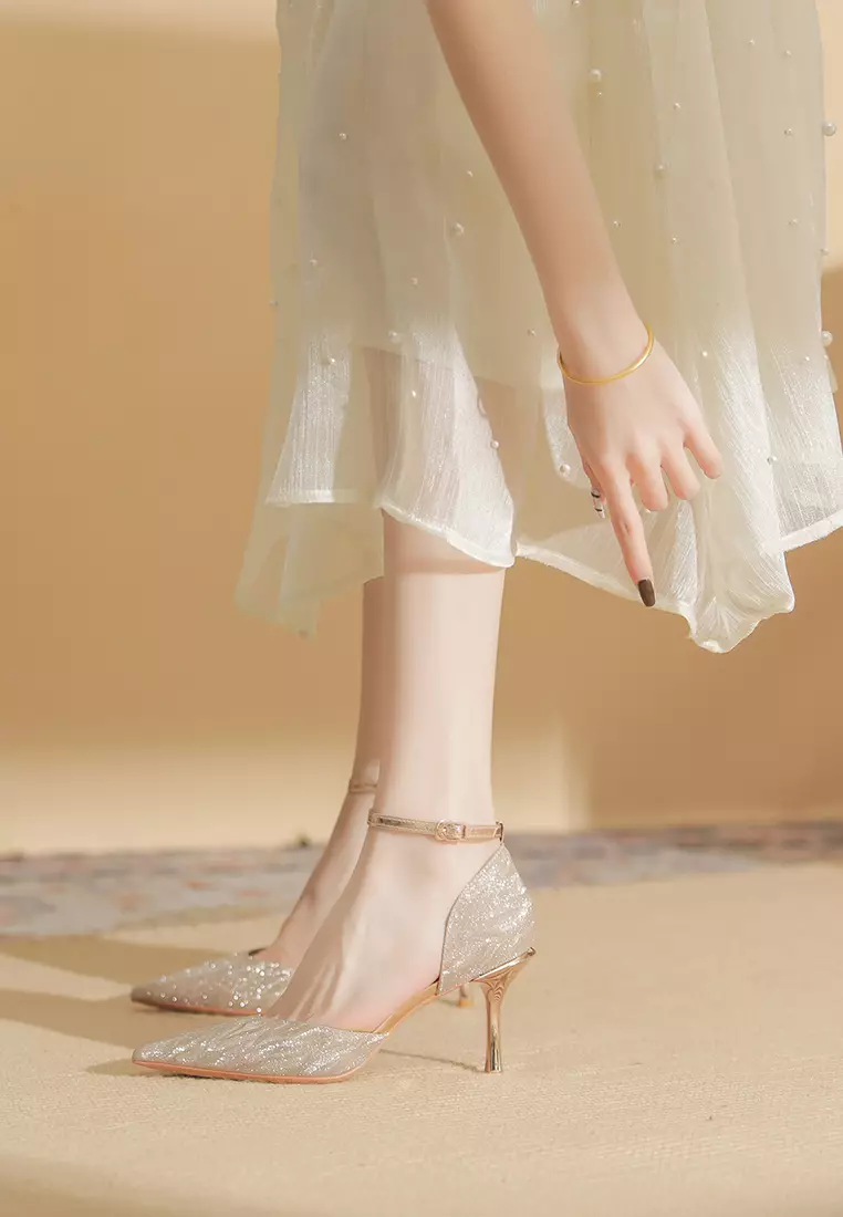 8CM Pointed Ankle Strap High Heel IF82317