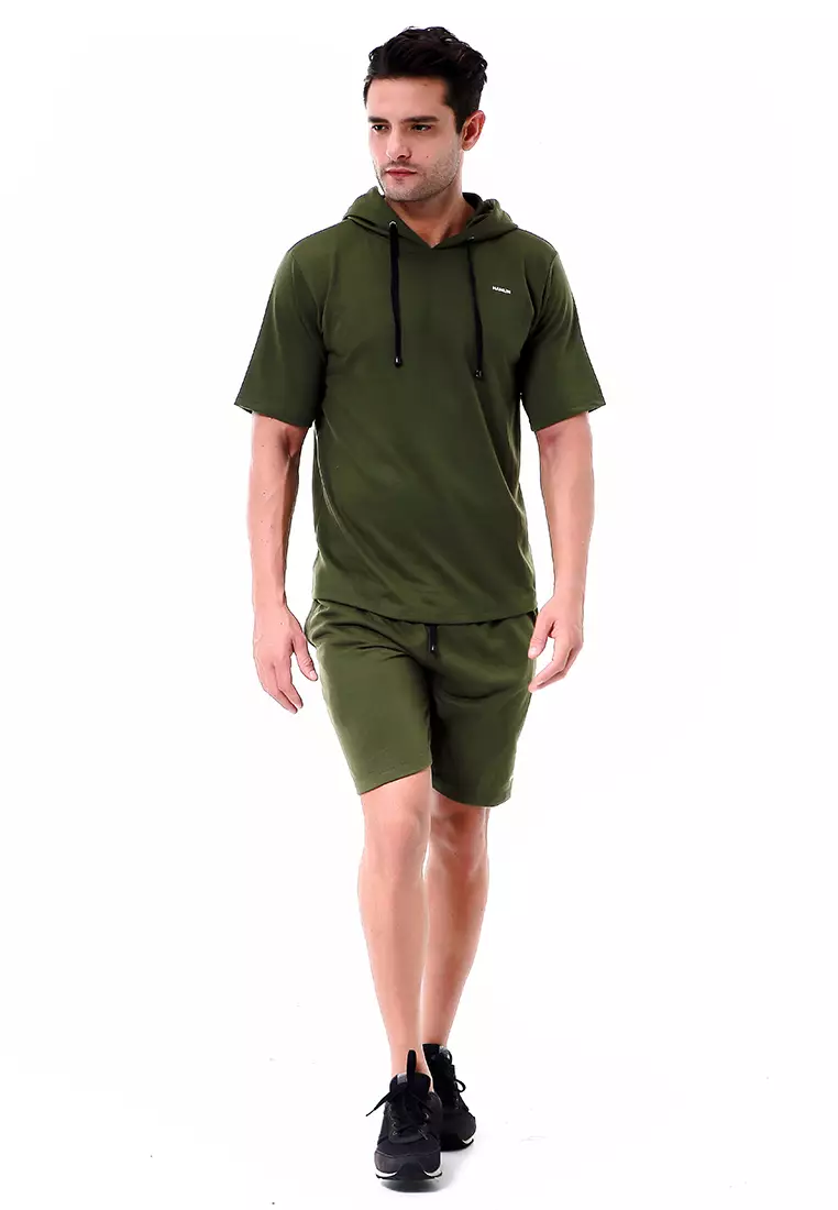 Vincent Setelan Hoodie Pria Sweatshirt Set Casual Motif Polos Material Baby Terry ORIGINAL - Army Green