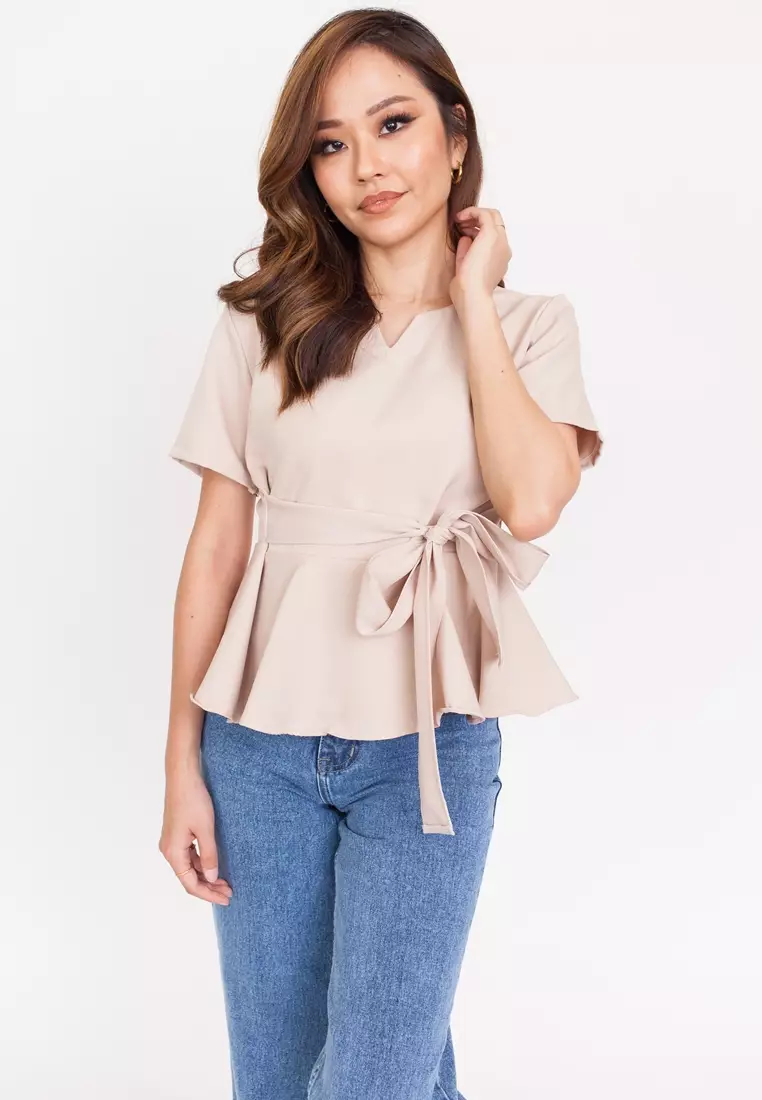 Cinched Short Sleeve Blouse