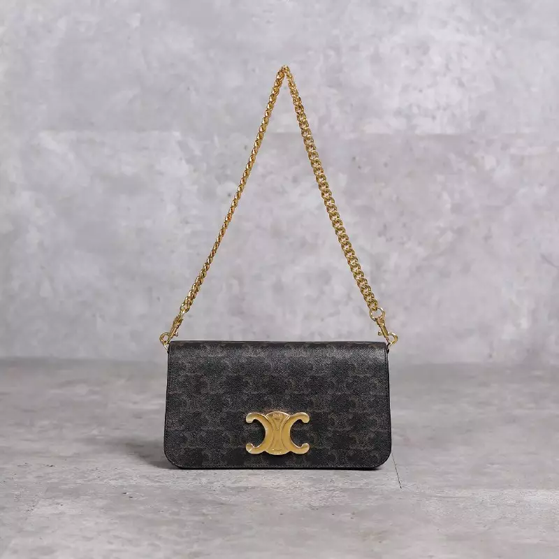 Tas CELINE TRIOMPHE TAN MULTIPOCHETTE CHAIN SHOULDER BAG 100% ORIGINAL