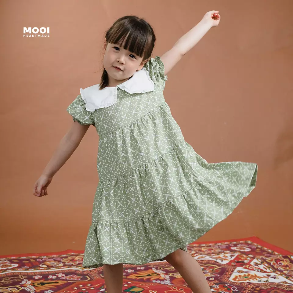 Mooi Dress Anak Perempuan Kaluna Batik Dress - Dark Maroon