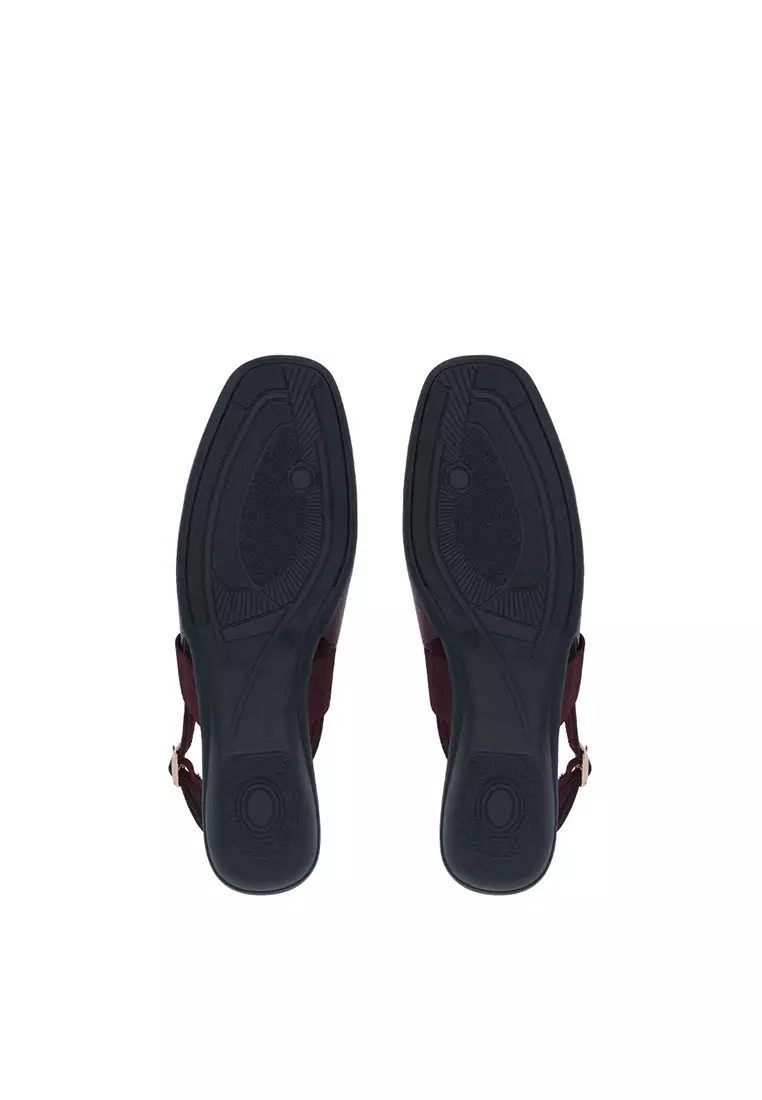 Maroon Tessa Elastic Slingback Pumps