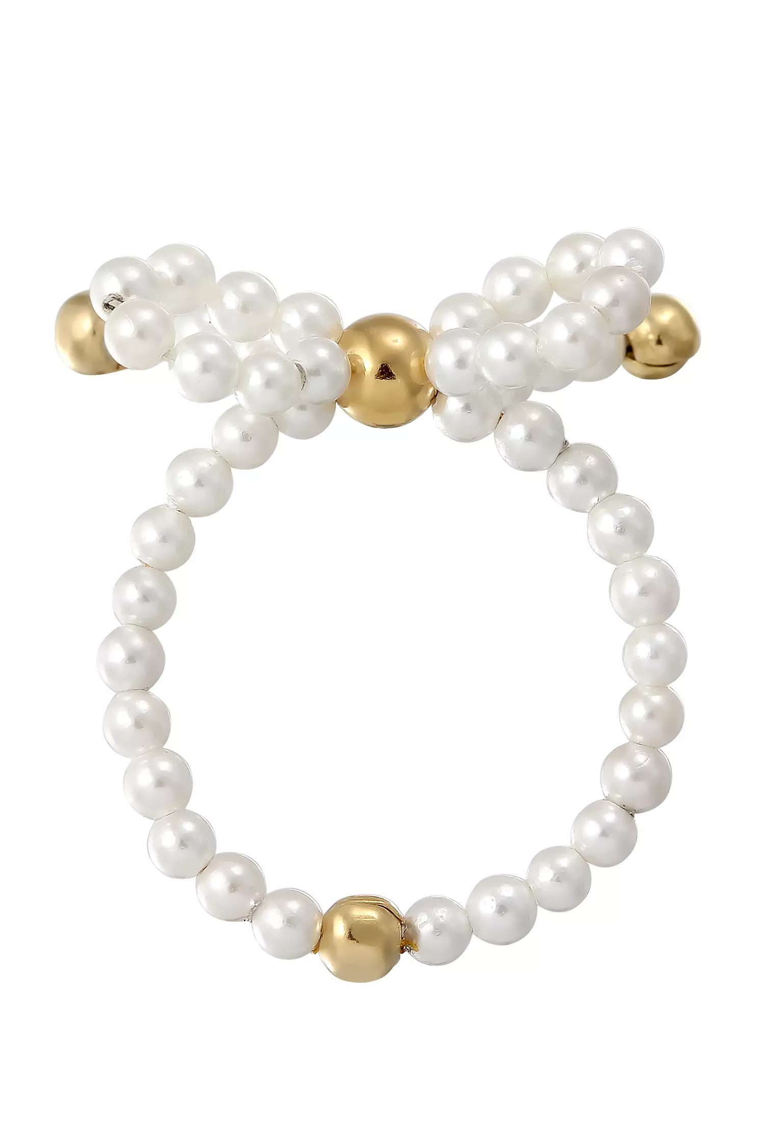 Ring Ribbon Shell Core Pearl Gold Plated Party
