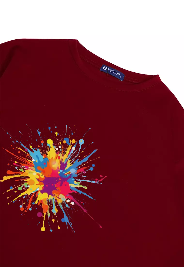 MTP83 kaos oversize art abstrak aesthetic bahan tebal scuba colorful splat maroon