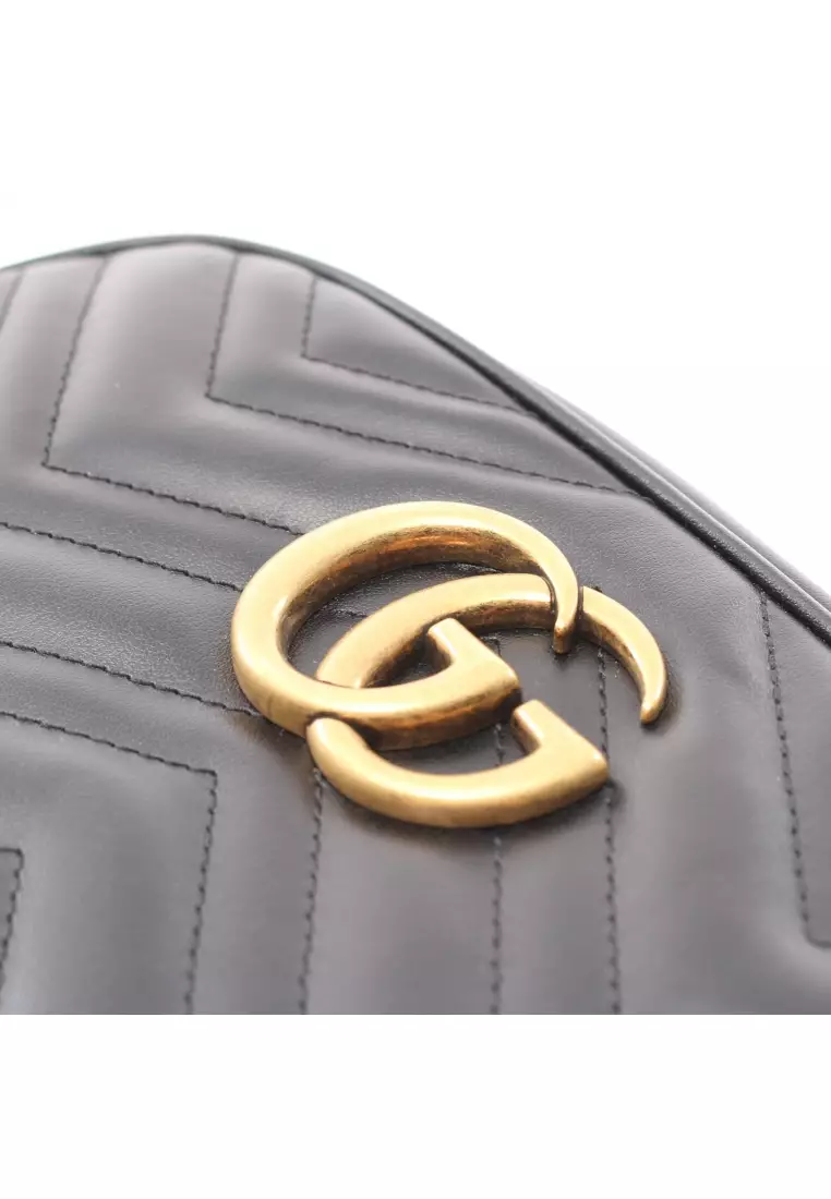 Gucci Preloved GUCCI GG Marmont chain shoulder bag leather black 2024