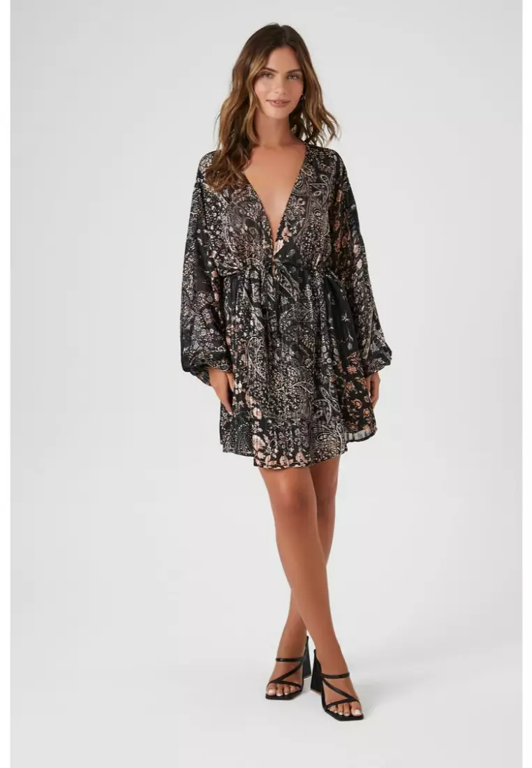 Forever 21 plunging shop metallic mini gold dress