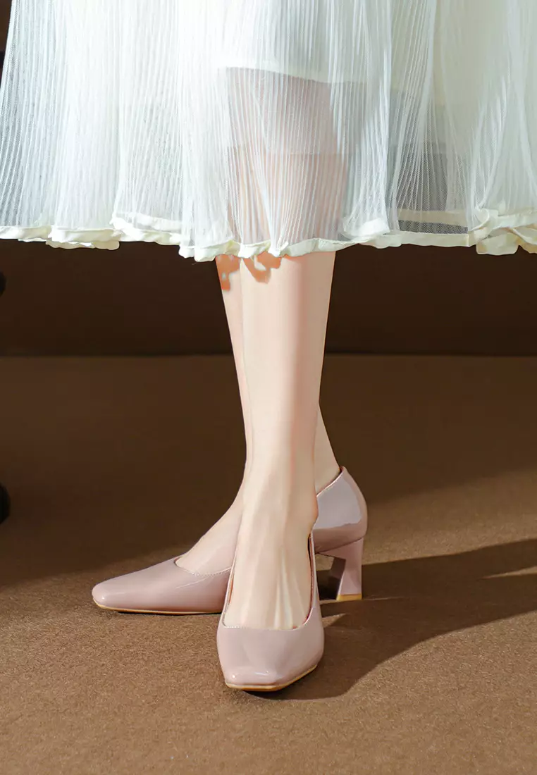 5CM Square Toe Patent Leather Pumps BY2355-3