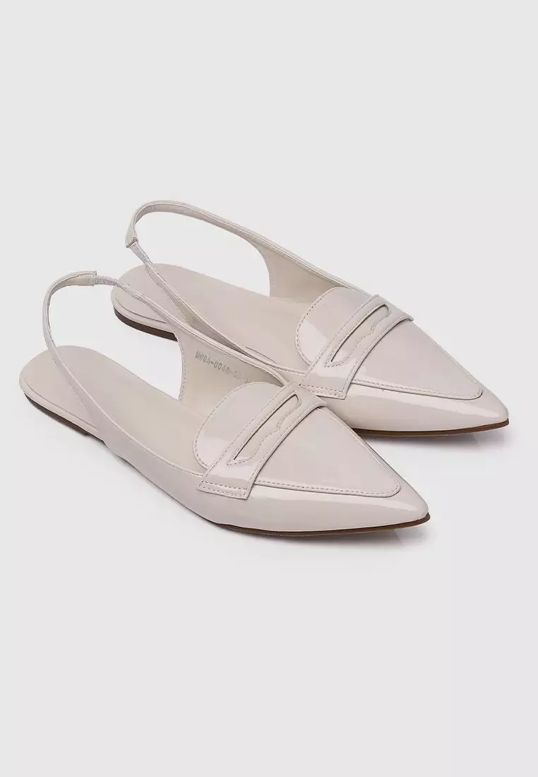 White flat clearance slingback shoes