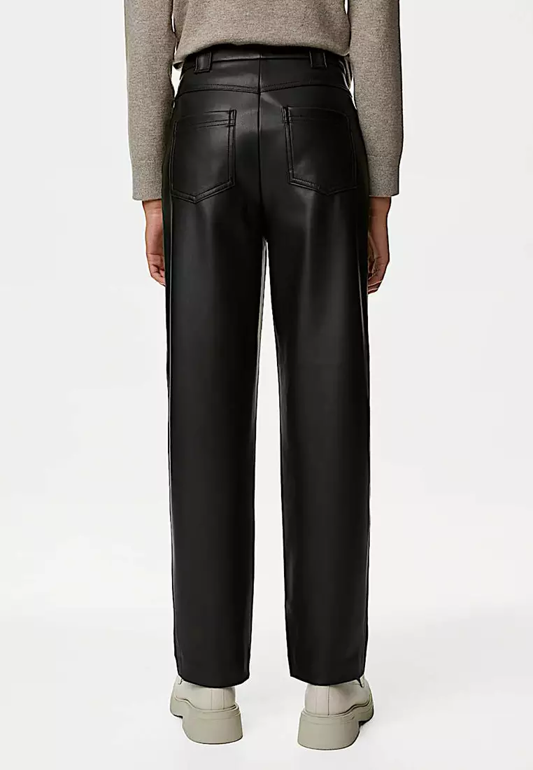 Leather Look Ankle Grazer Trousers