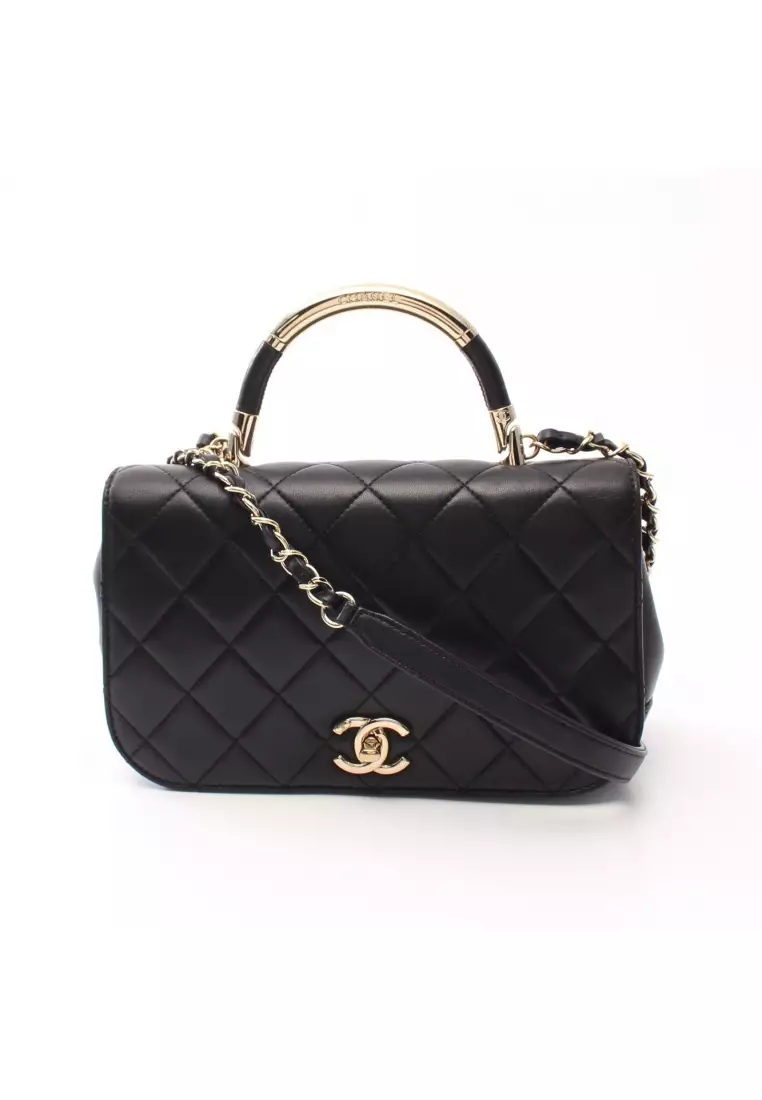 Buy Chanel Pre-loved CHANEL matelasse full flap chain shoulder bag lambskin  black gold hardware 2WAY Online