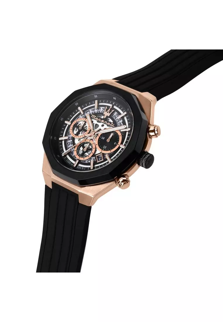 【2年保養】瑪莎拉蒂Stile 45mm Men's Chronograph 石英腕錶 Luminous Dial Hands R8871642003 Japan Movement