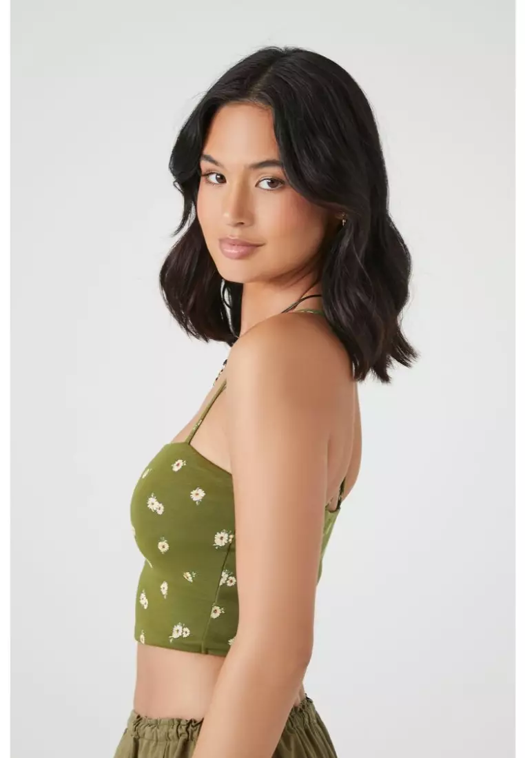 Floral print crop top forever cheap 21