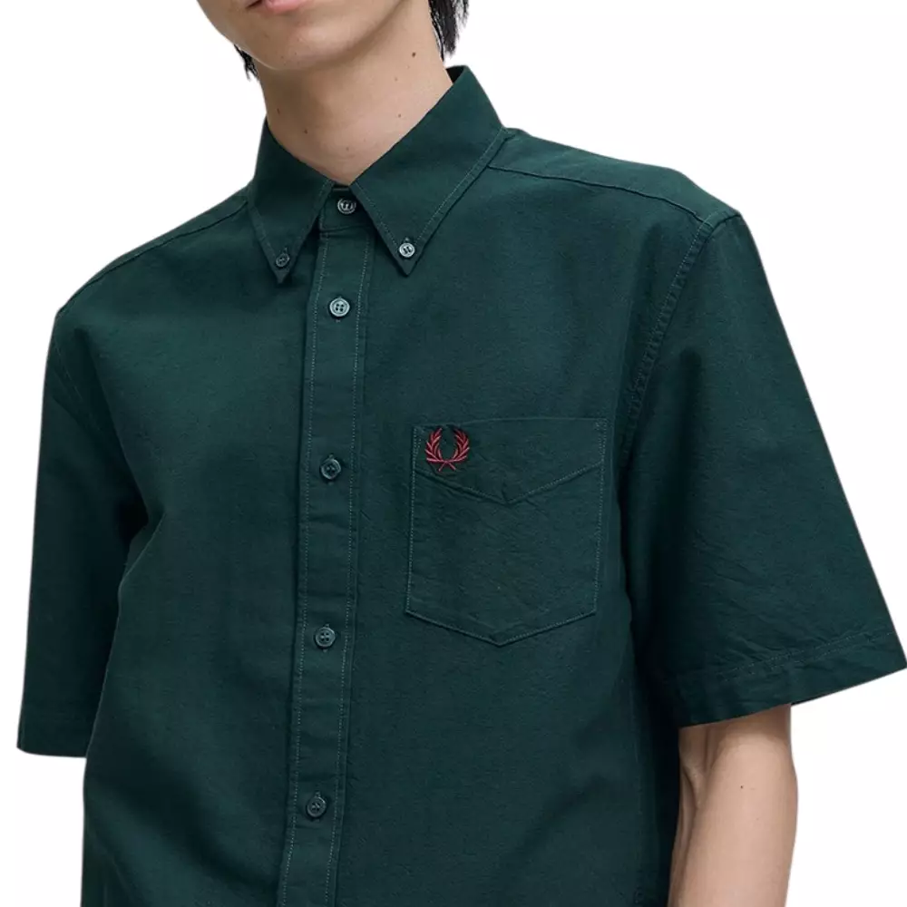 Oxford Chest Pocket Logo Short Sleeves Shirt Grassroots