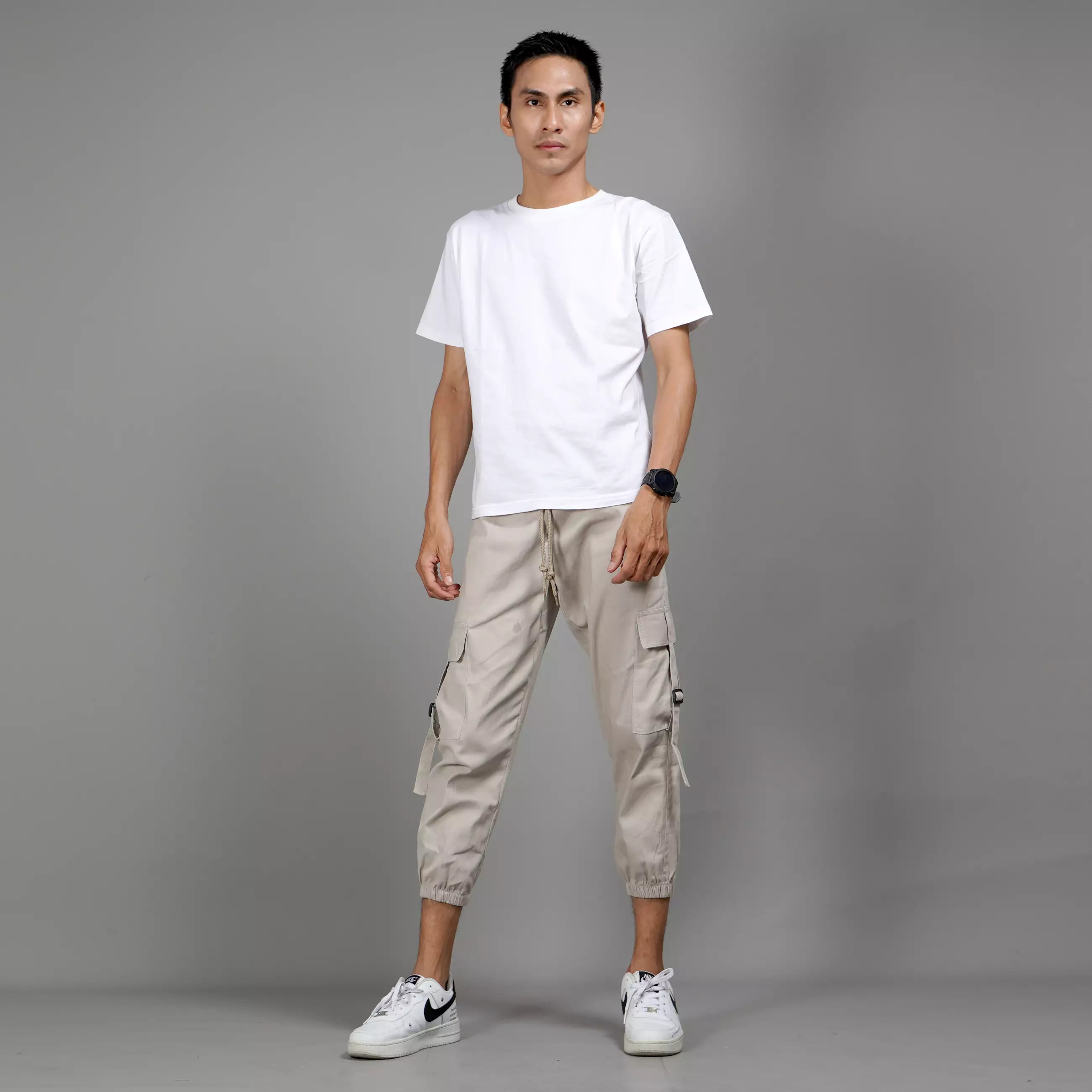 FIRMAN Cargo Jogger Pants Pria Celana Cargo Jogger Cargo Pants 3/4 - KREM