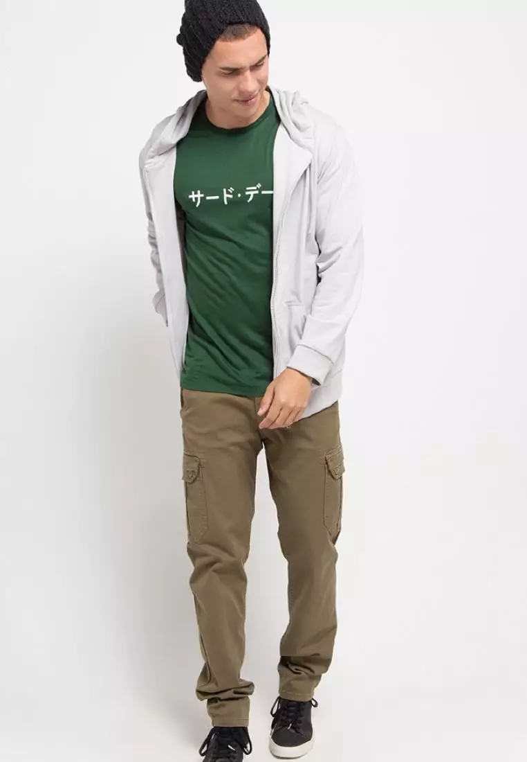 MTG64 just katakana kaos pria simple jepang unisex hijau