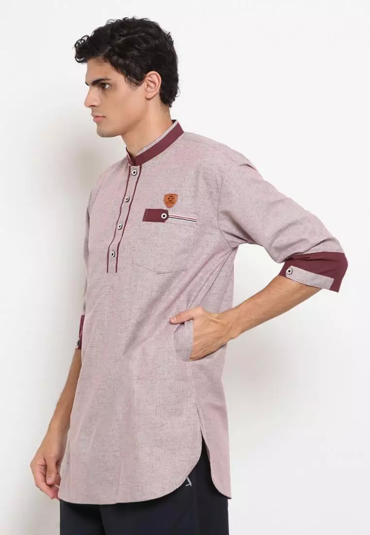 Zayidan Baju Koko Gamis Muslim Pria Nazran - Pink