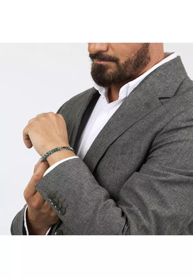 Maserati Jewels 180+35 mm Men's Green Bracelet, Stainless Steel, JM425ATZ66 (Adjustable)