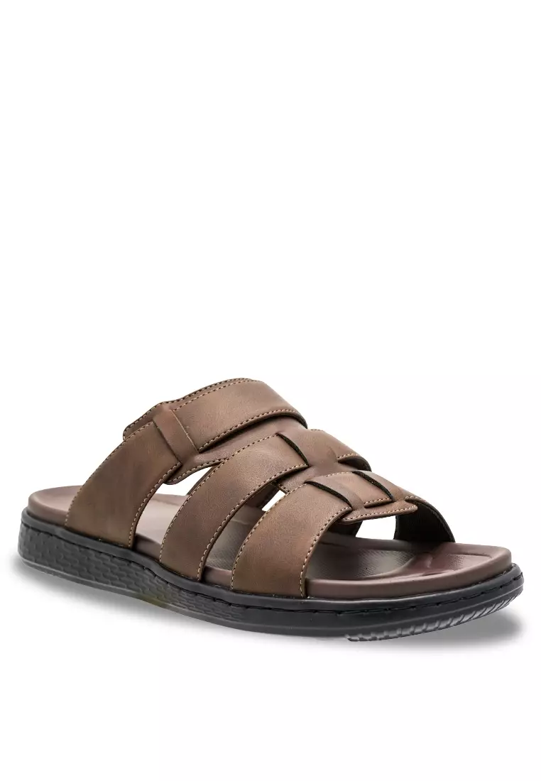 Men Slip On Faux Leather Casual Sandals - 240141238