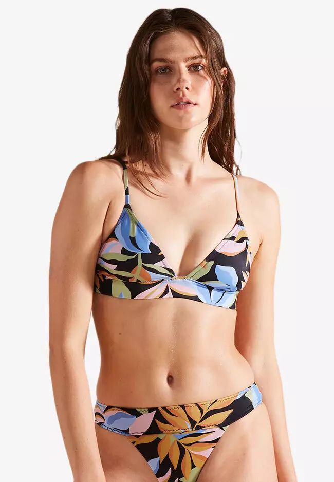 ROXY Printed Beach Wrap Bralette Bikini Top