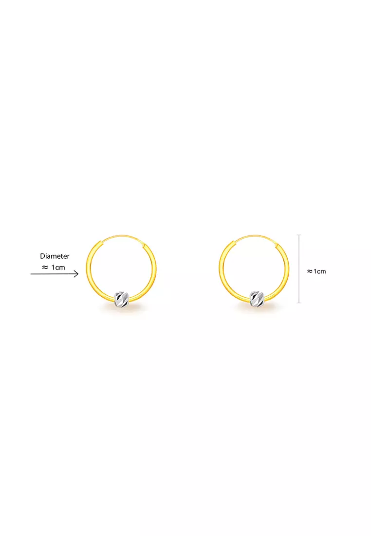 375/9K Gold Round Loop with Beads Earrings S68