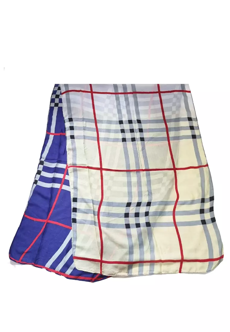 Checkered Poly.-Viscose Scarf Yellow & Blue