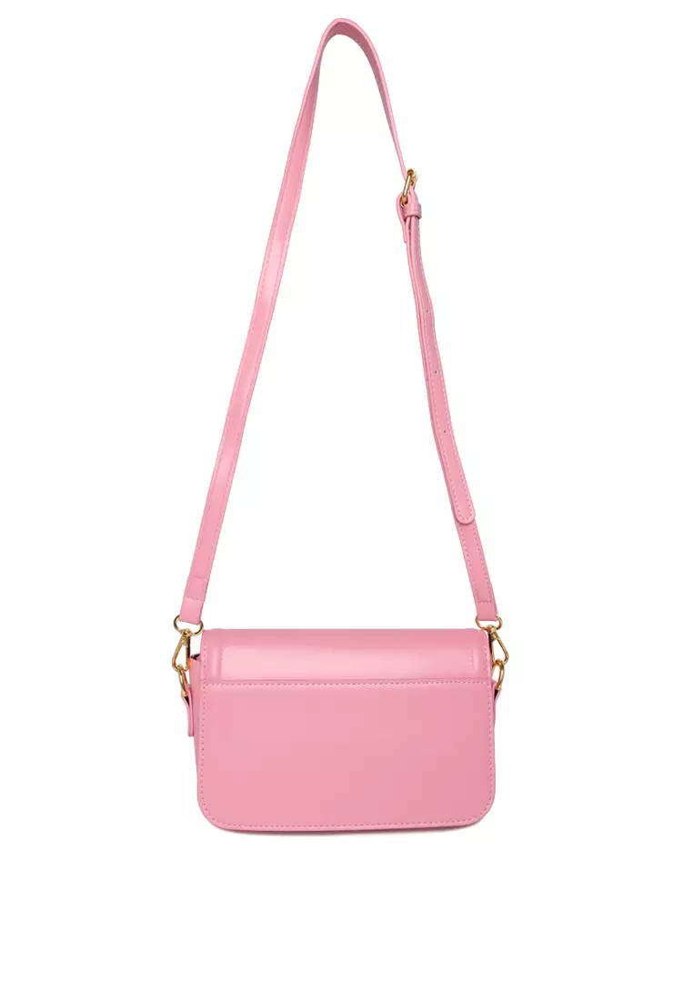 Classic Gold Buckle Flap Bag in Pink