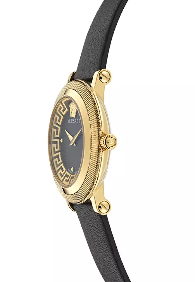 腕時計その他 Versace Greca Flourish Leather Watch Versace Greca Flourish Black Leather Strap Watch - 172ZKA