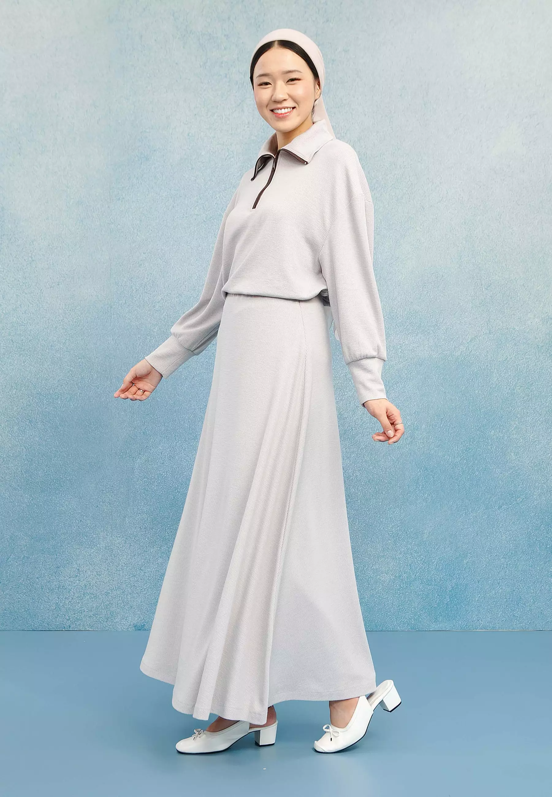 HijabChic Ava Ash Rose Skirt - Rok Knit A-Line Karet Pinggang