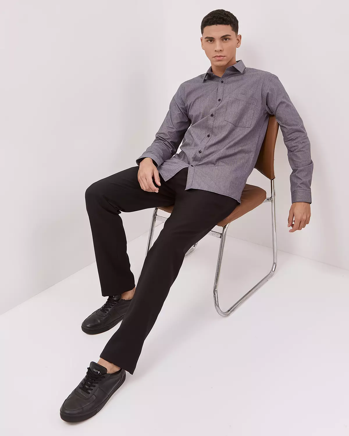 BLACK LONG SLEEVE SHIRT FOR MEN