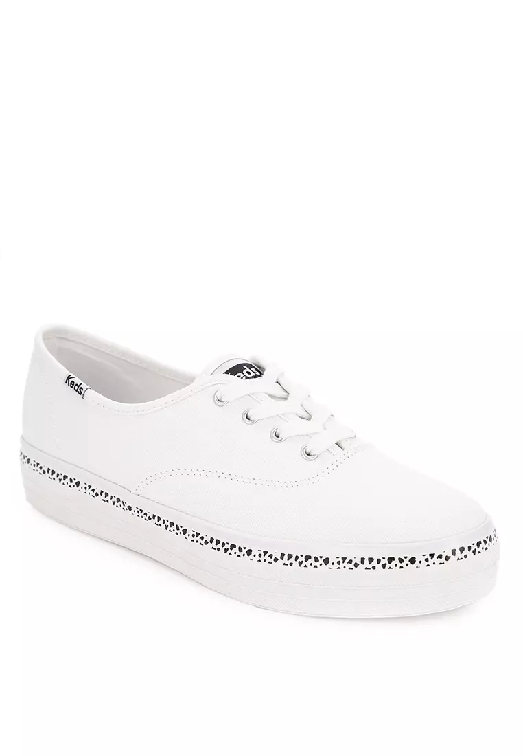 Discount on Keds  shoes - SKU: The Platform Canvas Spot Stripe Foxing Sneakers