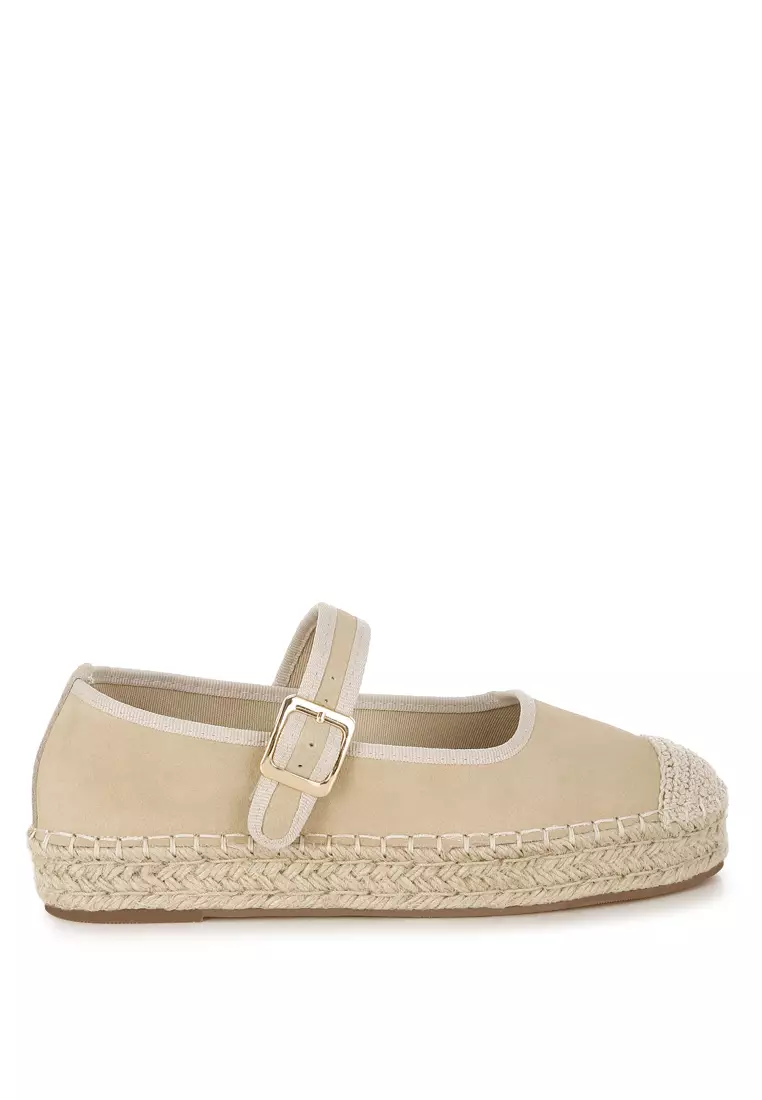 Discount on Rag & CO.  shoes - SKU: Soft Suede Leather Mary Jane Espadrilles In Beige
