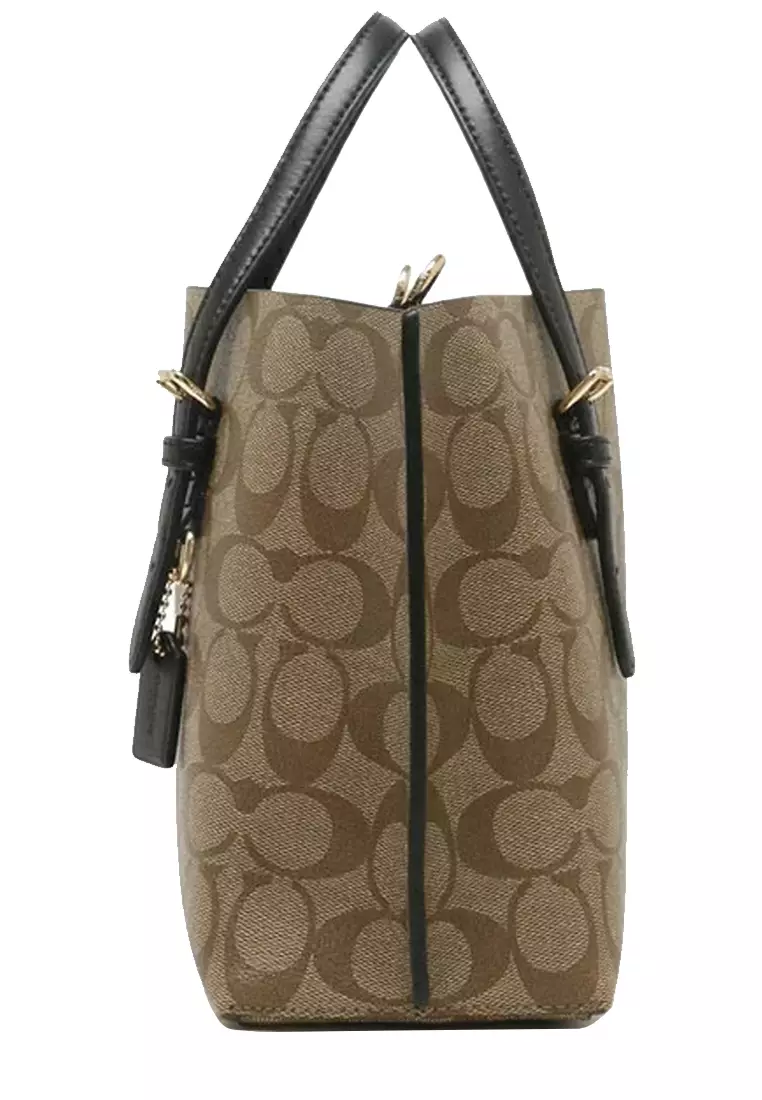 Mollie Tote Bag 25 In Signature Canvas in Khaki/ Black C4250