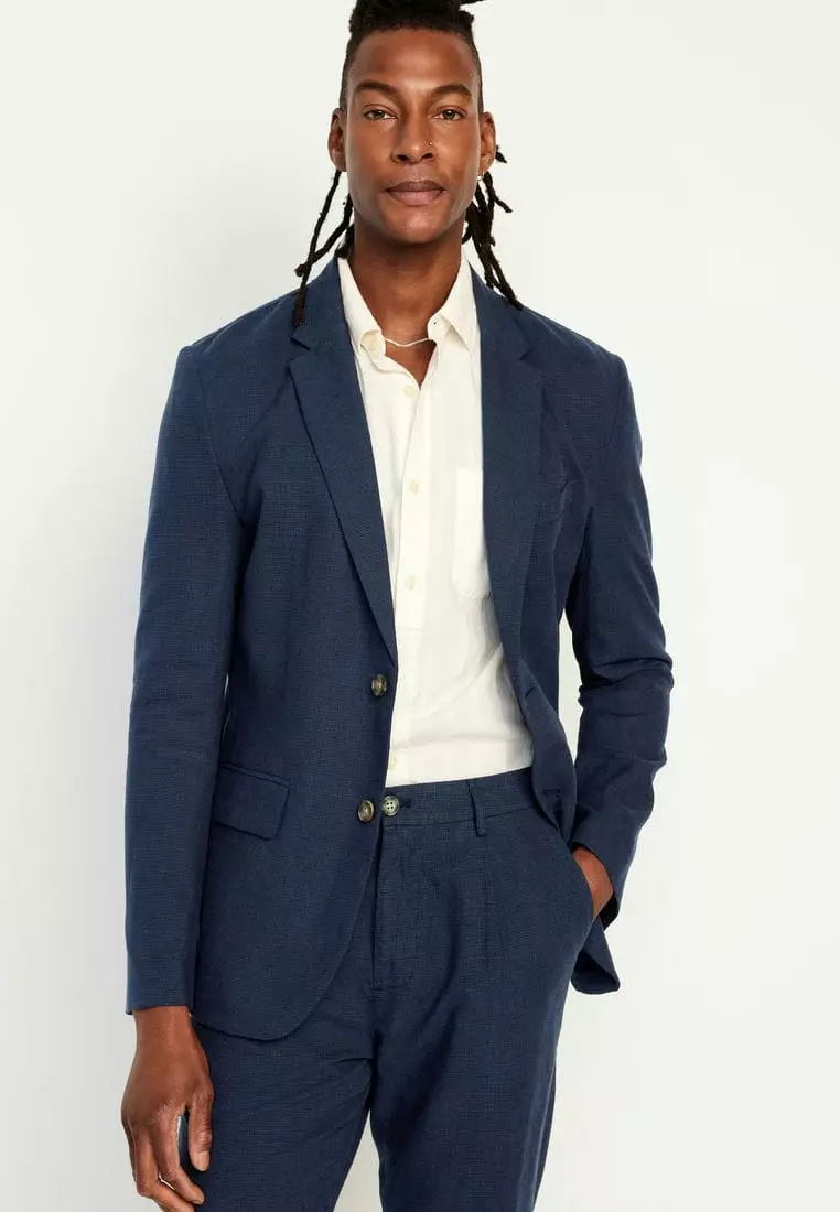 Mens navy linen blazer sale