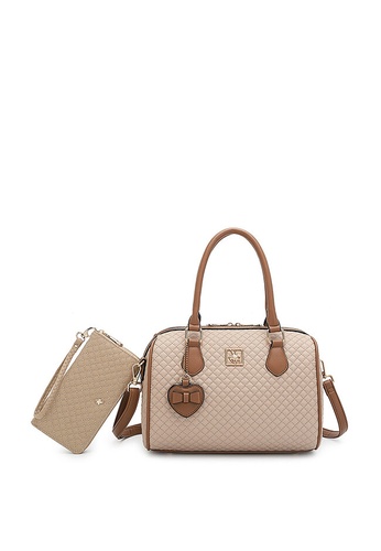Swiss Polo beige 2-In-1 Ladies Quilted Bag DB96FACAC345BFGS_1