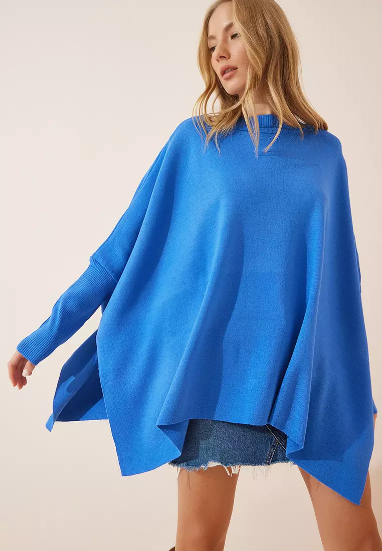 Buy Happiness Istanbul Slits in the Side Oversized Poncho Sweater