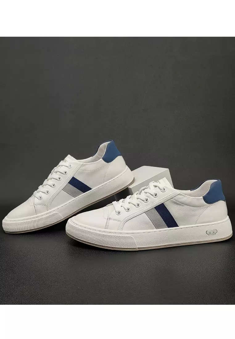 Contrast Stripe Grain Leather Sneakers ALG8911